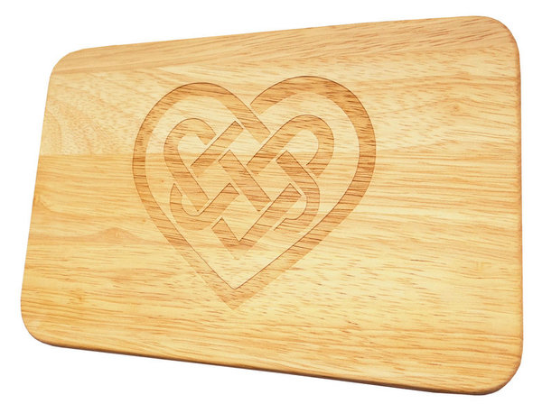 Brotbrett Keltisches Herz Gravur Holz Gummibaum